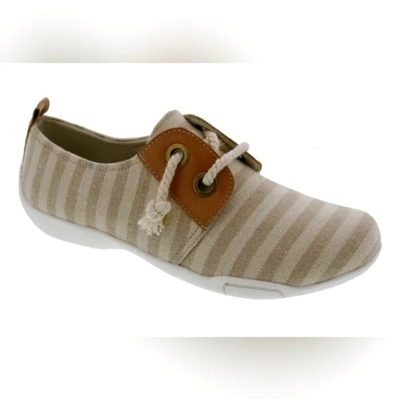 Ros‎ Hommerson Calypso Sneaker Sand/Cream  size 7.5SS Stripe Canvas Athletic - Picture 1 of 6